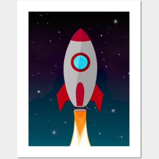 Flying Space Rocket Posters and Art